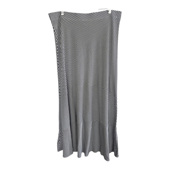 Chico’s Maxi Skirt Size 2 Women Striped White Black Seamed Flowy 36inches - Picture 1 of 10
